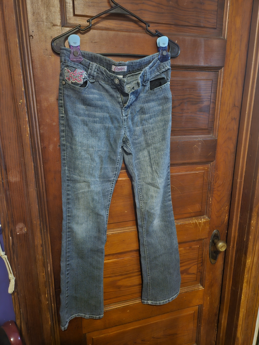 Candie's Girls Blue Bootcut Jeans with Embroidered Pocket